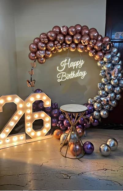 Chrome Ring with Marquee Numbers — birthday balloon decoration