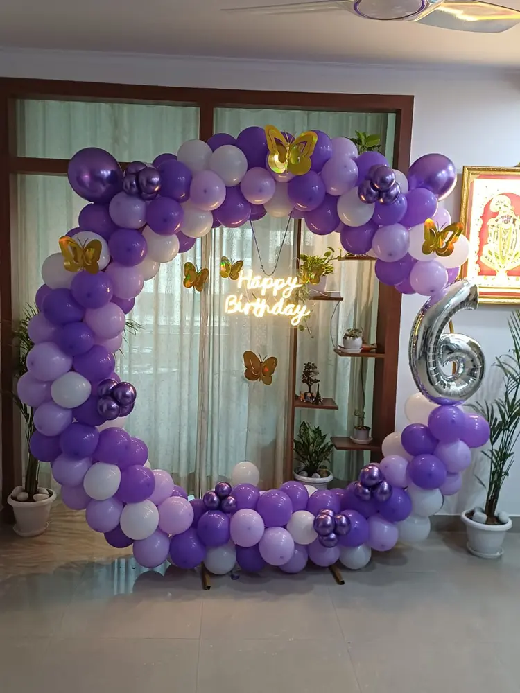 Lilac Butterfly Neon Ring — kids birthday balloon decoration, ₹3,499