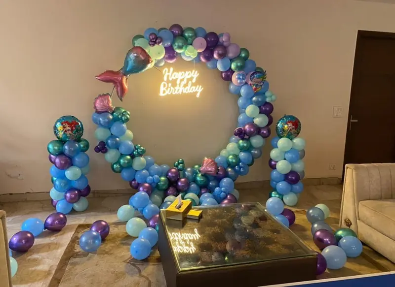 Mermaid Neon Ring — kids birthday balloon decoration, ₹3,499