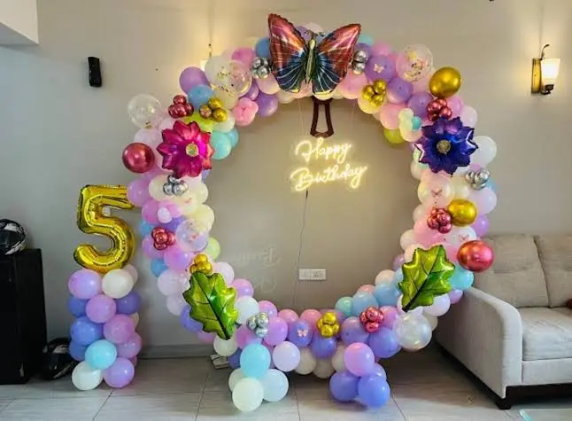 Pastel Butterfly & Flower Ring — kids birthday balloon decoration, ₹3,499